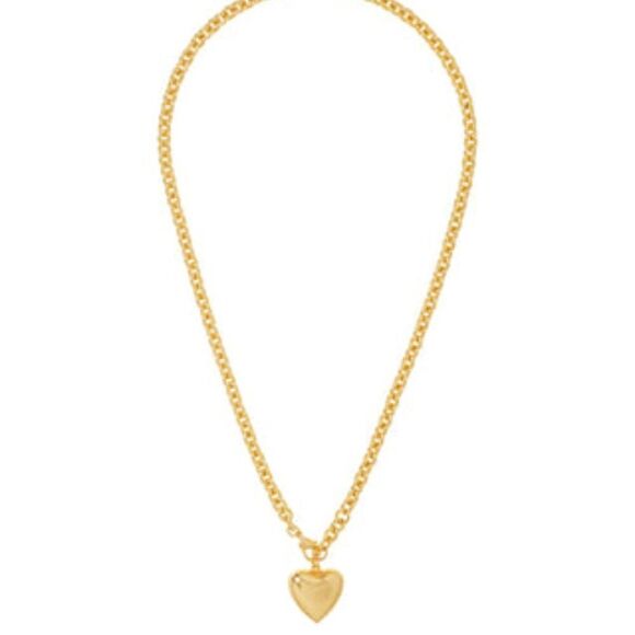 NWOT. Roxanne Assoulin The Mini Puffy Heart Necklace in Gold - Picture 7 of 11